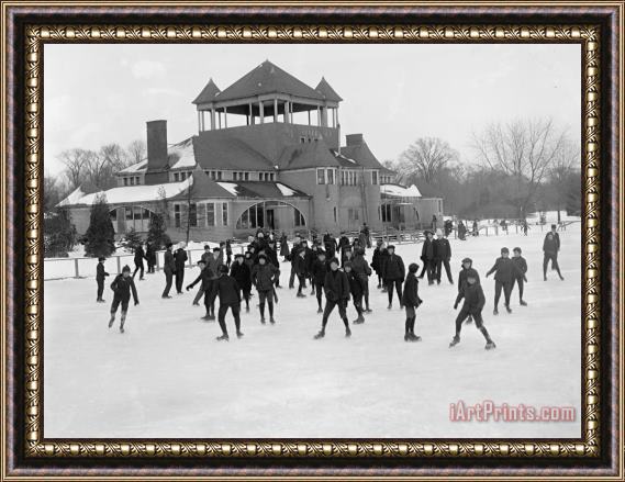 Others Detroit Michigan Skating At Belle Isle Framed Painting