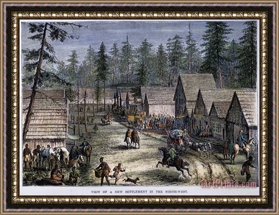 Others EMIGRANT SETTLEMENT, c1880 Framed Painting