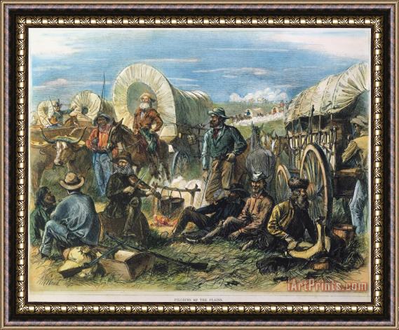 Others Emigrant Wagon Train, 1871 Framed Painting