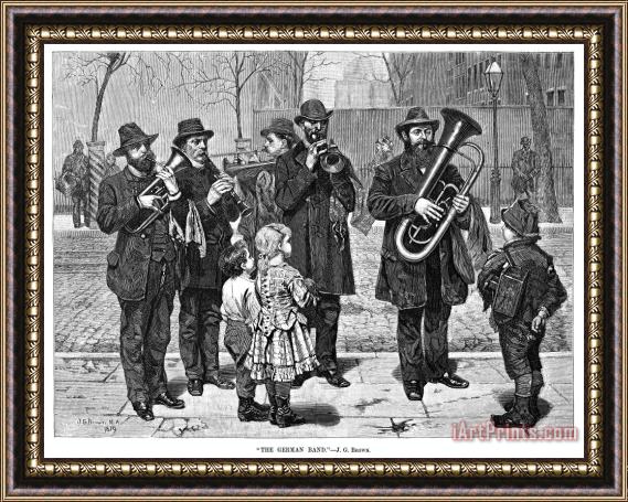 Others German Street Band, 1879 Framed Painting
