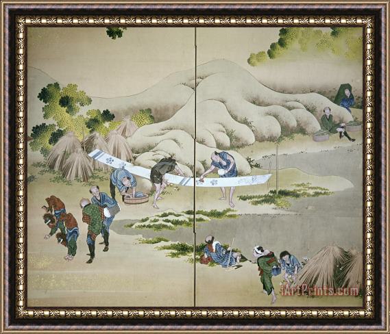 Others Japan: Cotton Processing Framed Painting