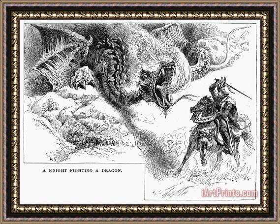 Others Knight And Dragon Framed Print