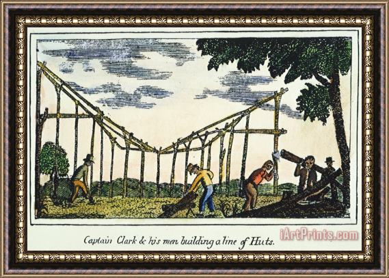 Others LEWIS & CLARK: HUTS, 1800s Framed Painting