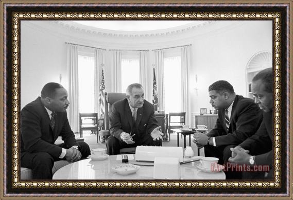 Others Lyndon Baines Johnson 1908-1973 36th President Of The United States In Talks With Civil Rights Framed Painting