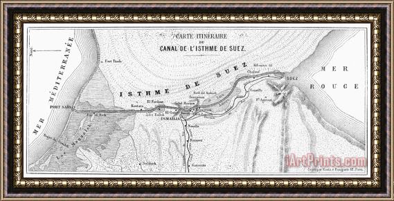 Others Map: Suez Canal, 1869 Framed Painting
