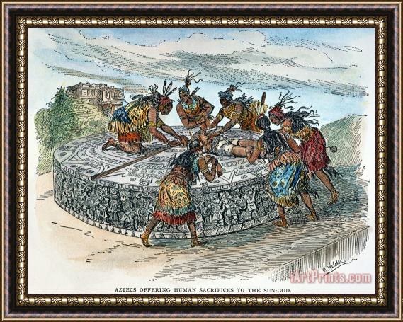 Others Mexico: Aztec Sacrifice Framed Painting