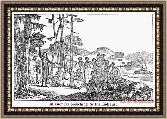 Others Missionary And Native Americans Framed Print