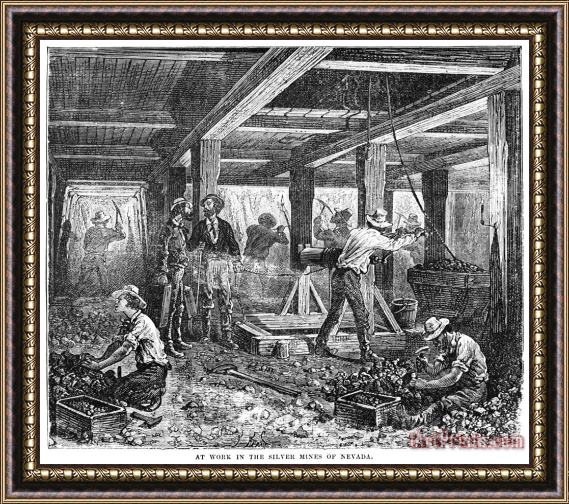 Others NEVADA SILVER MINE, c1880 Framed Painting
