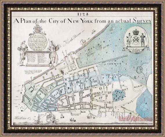 Others New York City Map, 1728 Framed Print