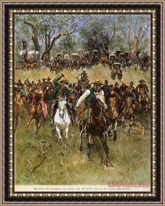 Others Oklahoma Land Rush, 1891 Framed Painting