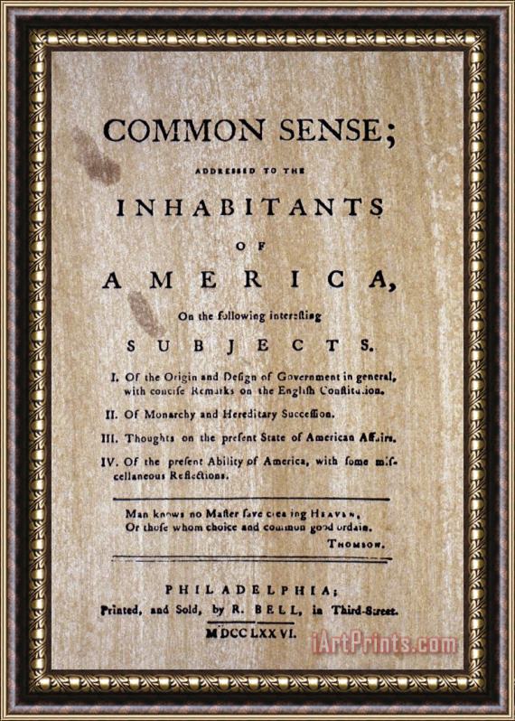 Others Paine: Common Sense, 1776 Framed Painting
