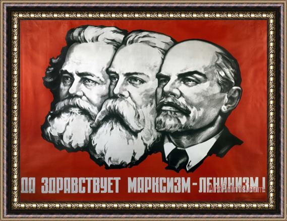 Others Poster depicting Karl Marx Friedrich Engels and Lenin Framed Painting