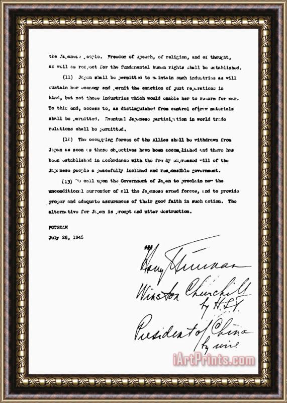 Others Potsdam Proclamation, 1945 Framed Print