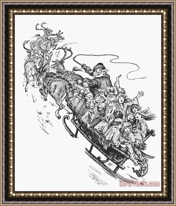 Others Santa Claus & Sleigh Framed Painting