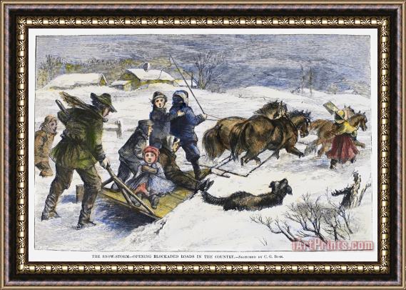 Others Snowstorm In The Country Framed Print