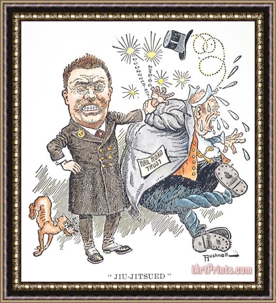 Others T. Roosevelt Cartoon Framed Painting