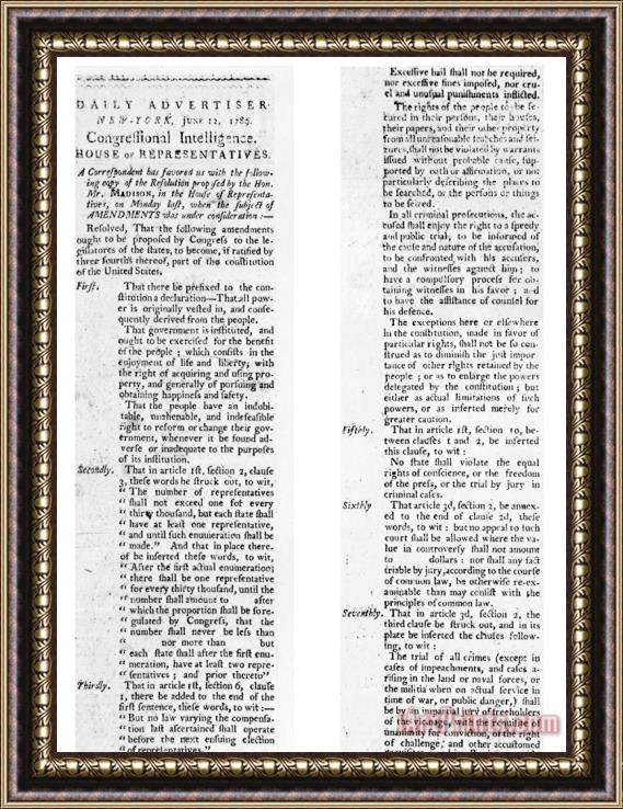 Others The Bill Of Rights, 1789 Framed Painting