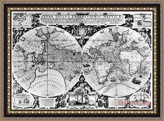 Others WORLD MAP, 16th CENTURY Framed Painting