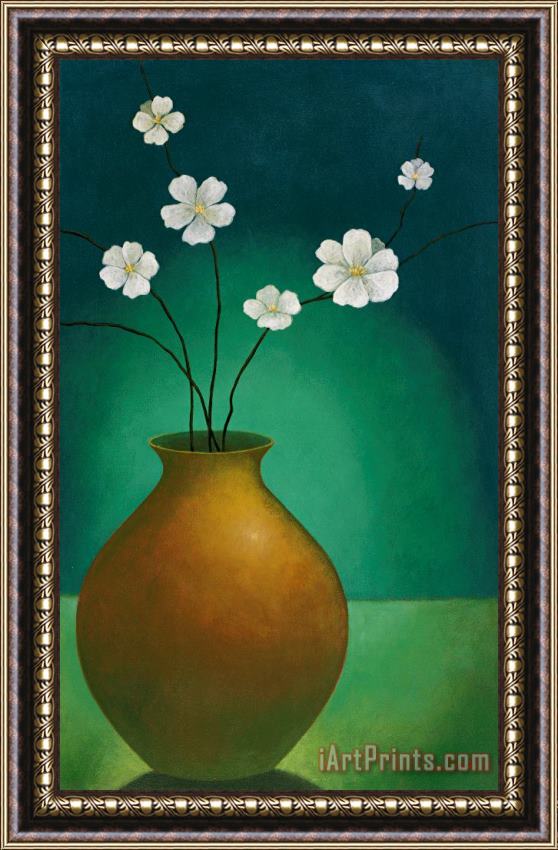 Pablo Esteban Vase And Flowers Framed Painting