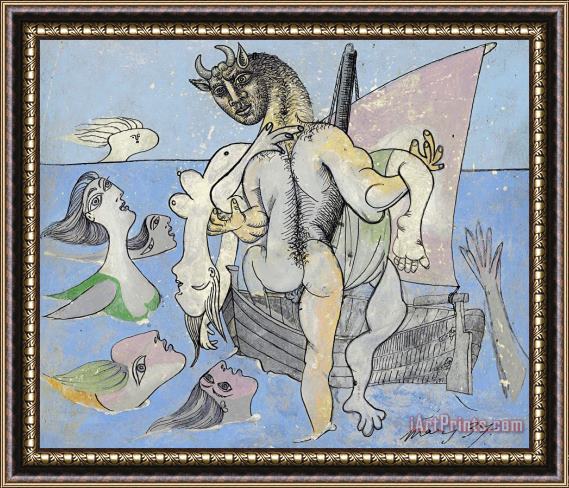 Pablo Picasso Baigneuses, Sirenes, Femme Nue Et Minotaure Framed Painting
