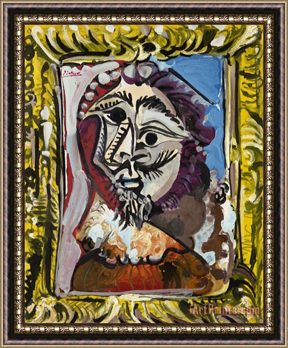 Pablo Picasso Buste D'homme Dans Un Cadre Framed Print