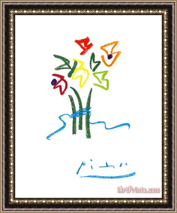 Pablo Picasso Evening Flowers Framed Painting