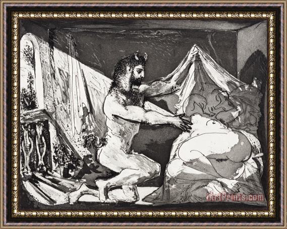 Pablo Picasso Faune Unveiling a Sleeping Woman, 1936 Framed Painting