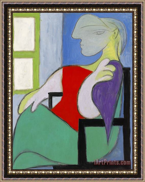 Pablo Picasso Femme Assise Pres D'une Fenetre (marie Therese) Framed Painting