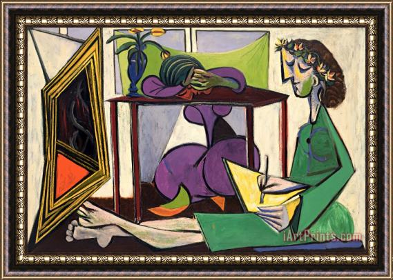 Pablo Picasso Interior with a Girl Drawing Framed Painting