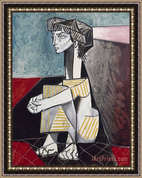 Pablo Picasso Jacqueline Aux Mains Croisees (jacqueline with Crossed Hands) Framed Painting