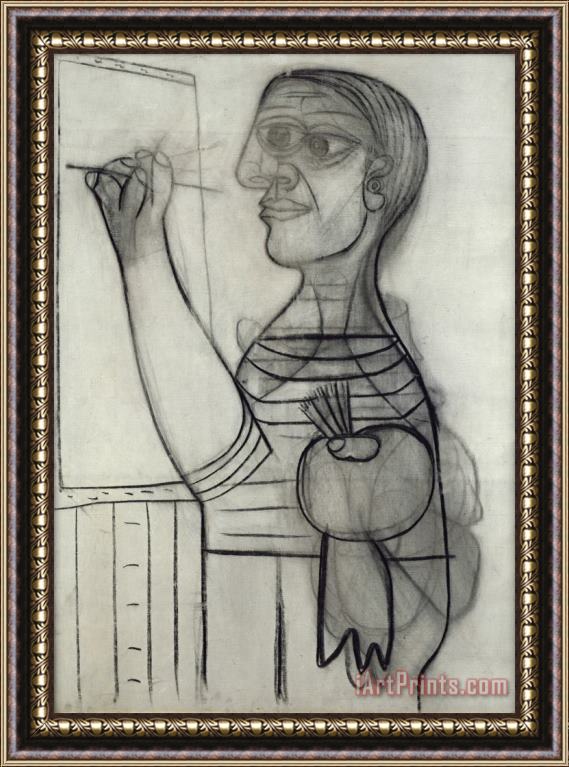Pablo Picasso L'artiste Devant Sa Toile (the Artist Before His Canvas) Framed Painting
