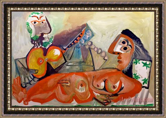 Pablo Picasso Laying Nude And Musician Framed Print
