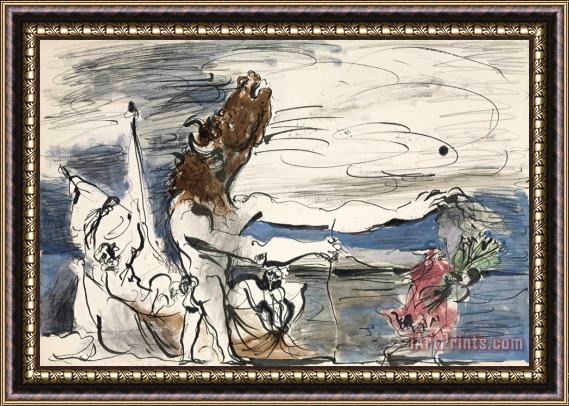 Pablo Picasso Minotaure Aveugle Conduit Par Une Petite Fille, 1934 Framed Painting