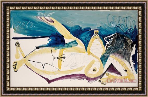 Pablo Picasso Nu Couche a La Libellule Framed Print