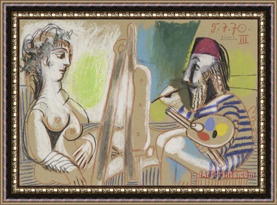 Pablo Picasso Painter And Model III Framed Painting