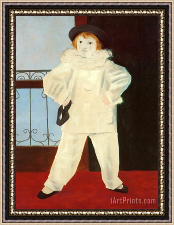 Pablo Picasso Paul As a Pierrot Framed Painting