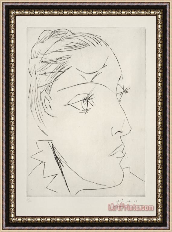 Pablo Picasso Portrait of Dora Maar in a Chignon Framed Painting