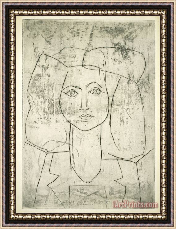 Pablo Picasso Portrait of Francoise, Dressed in a Suit Framed Painting