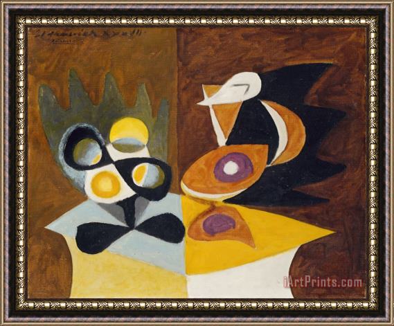 Pablo Picasso Still Life: Fruit Dish And Pitcher (natue Morte: Compotier Et Cruche) Framed Painting