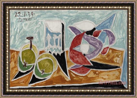 Pablo Picasso Still Life: Fruits And Pitcher (nature Morte: Fruits Et Pot) Framed Painting