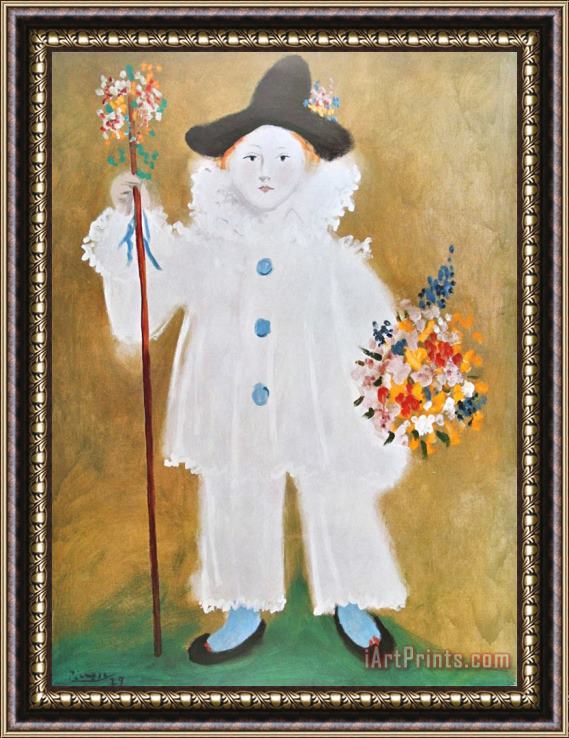 Pablo Picasso The Artist's Son Pierrot with Flowers 1929 Framed Print