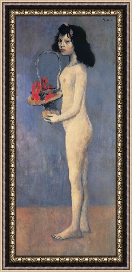 Pablo Picasso Young Naked Girl with Flower Basket 1905 Framed Print