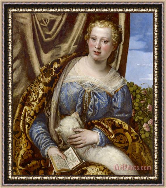 Paolo Caliari Veronese Portrait of a Lady As Saint Agnes Framed Painting