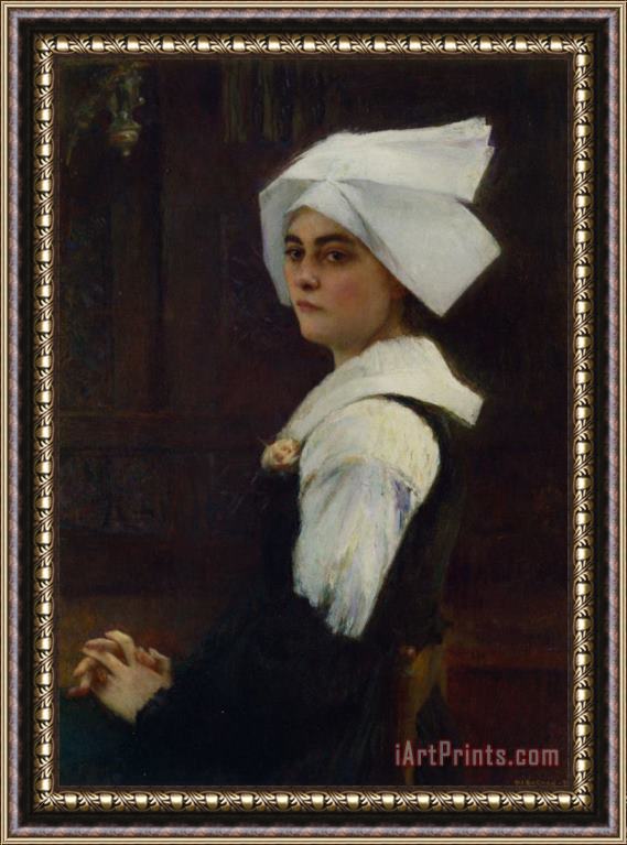 Pascal Adolphe Jean Dagnan Bouveret Breton Girl Framed Painting