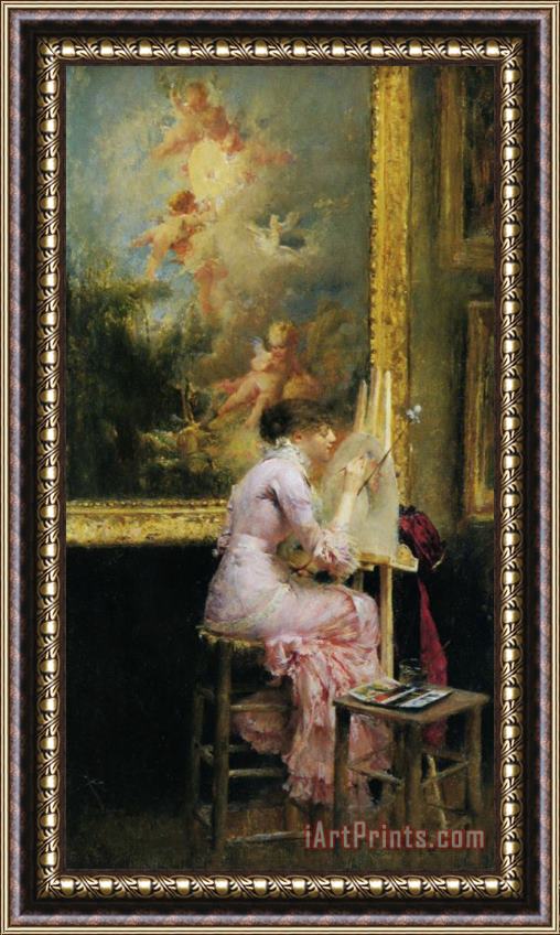 Pascal Adolphe Jean Dagnan Bouveret Lartiste Au Musee Framed Painting