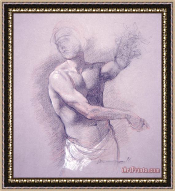 Patrick Devonas Conte Drawing From Imagination Male Torso Framed Painting