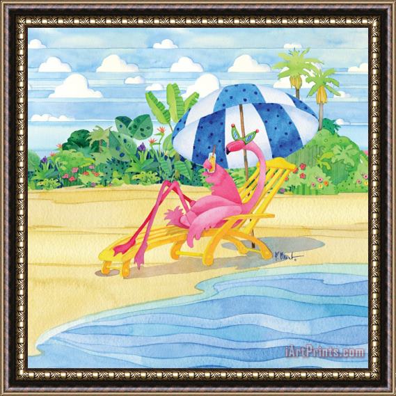 Paul Brent Deck Chair Flamingo Framed Painting