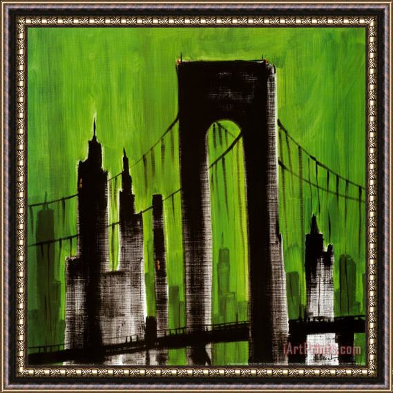 Paul Brent Green Cityscape Framed Painting