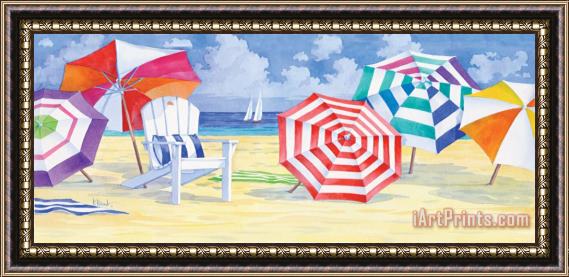 Paul Brent Umbrella Beach Framed Painting
