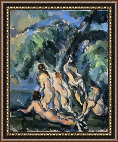 Study for Les Foins Framed Prints - Baigneuses Study for Les Grandes Baigneuses by Paul Cezanne